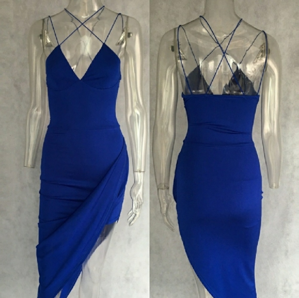 Beautiful blue dress never been worn.